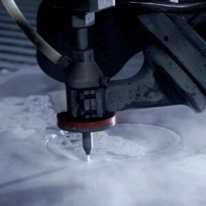 Industrial Water Cutting CNC Machine in Action Close-Up