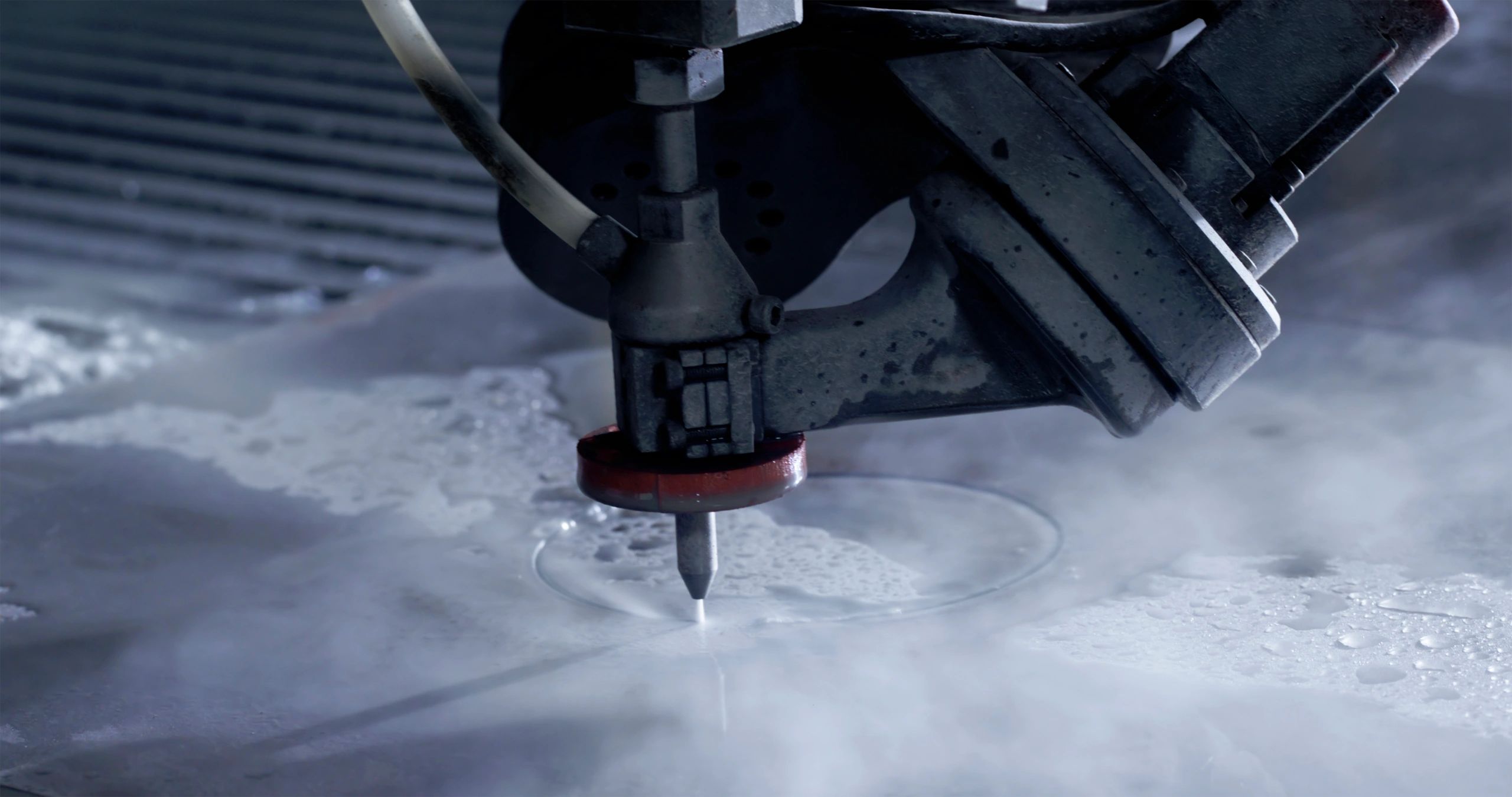Industrial Water Cutting CNC Machine in Action Close-Up